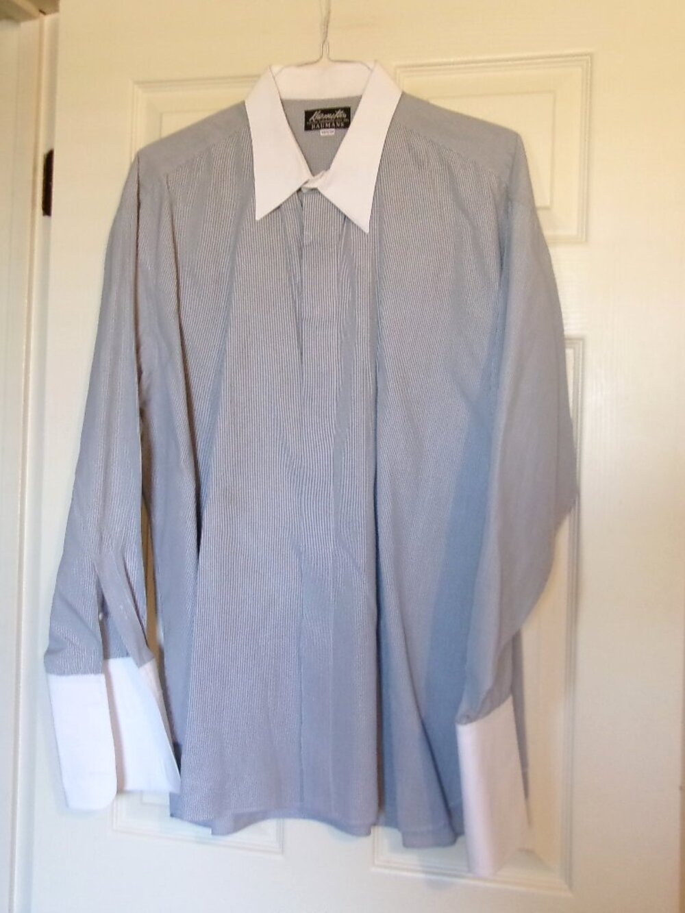 2004 HAMILTON BAUMANS French Cuffs Custom Shirt BB Monogram on cuff XL/2XL